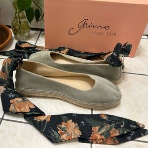 Gaimo Made in Spain Suede and Silk Espadrille Flats